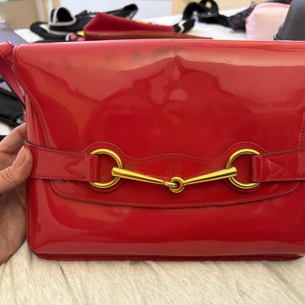 Gucci Red and Gold Clutch with Horsebit Hardware